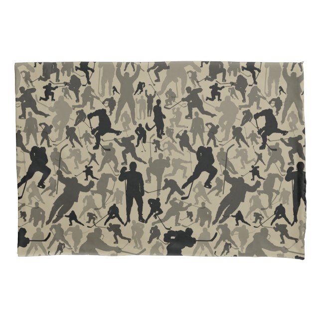 Funda de almohada del patrón del jugador de hockey (Anverso)