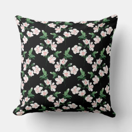 Funda de almohada estética floral negra