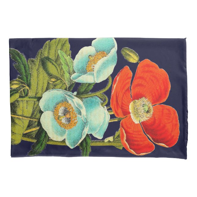 Funda de almohada floral de la flor de la amapola (Anverso)