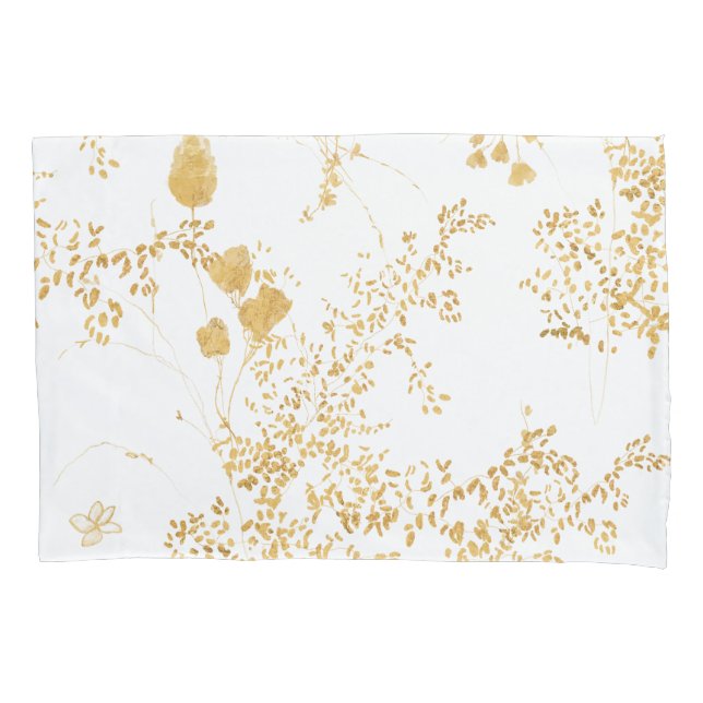 Funda de almohada floral de oro moderno (Anverso)