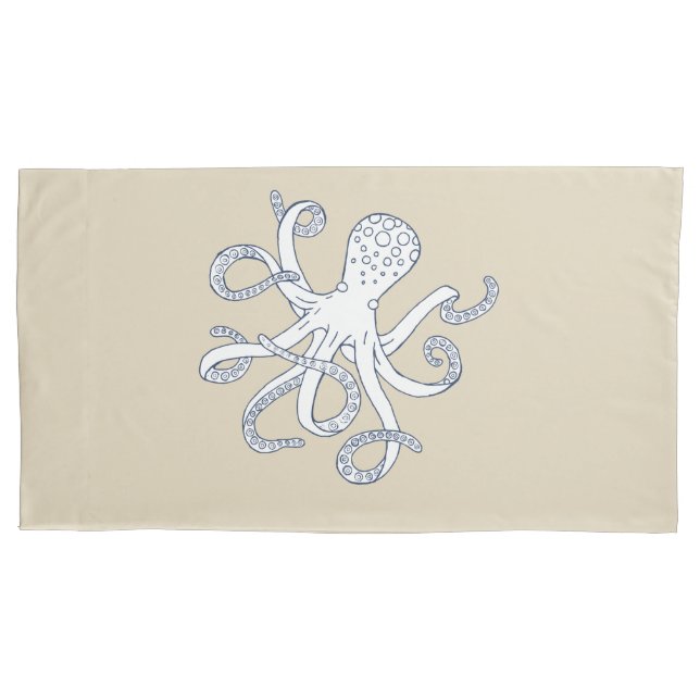 Funda de almohada náutica del pulpo de la vida (Anverso)