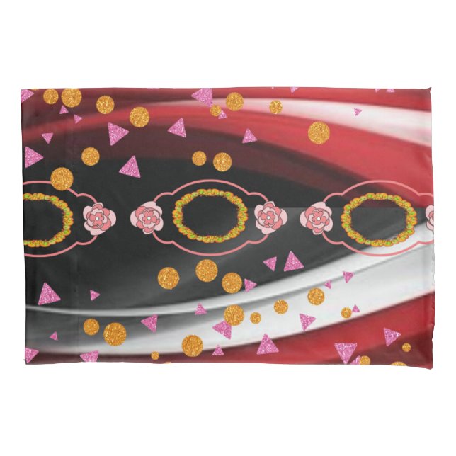 Funda de almohada Resumen Blanco negro rojo (Anverso)