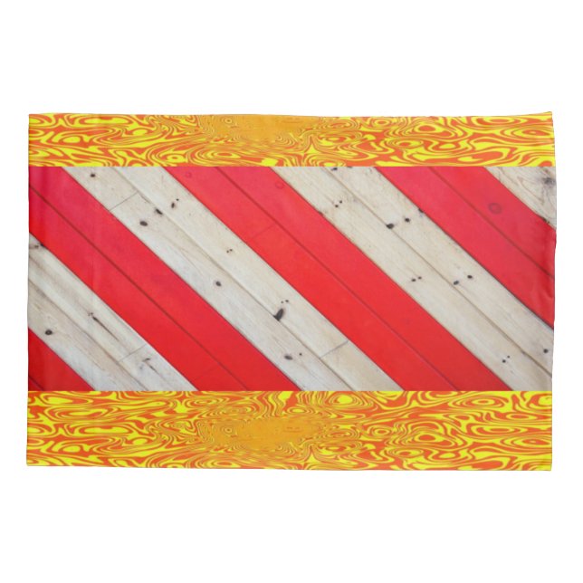 Funda de almohada rojo amarillo dorado (Reverso)