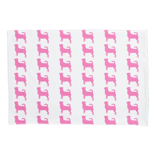 Funda de almohada rosa de Chihuahua (Anverso)