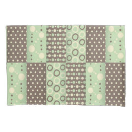 Funda de almohada verde y marrón circular