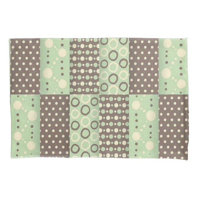 Funda de almohada verde y marrón circular (Anverso)