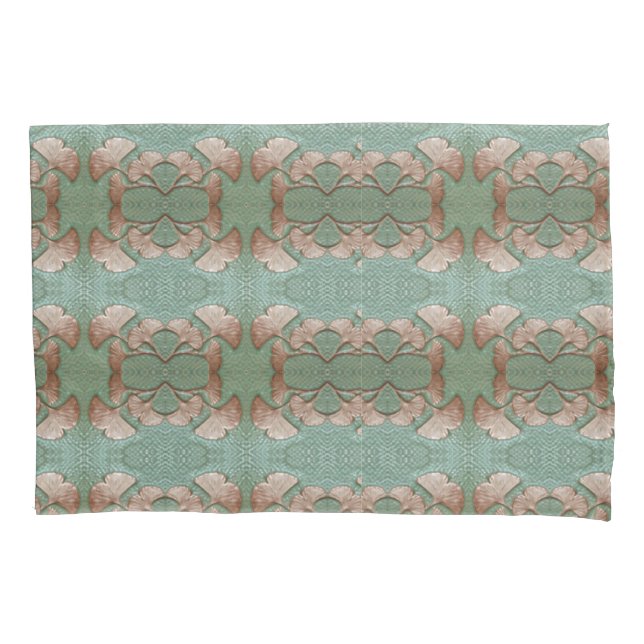 Funda de almohadas con huella de Gingko verde y de (Anverso)