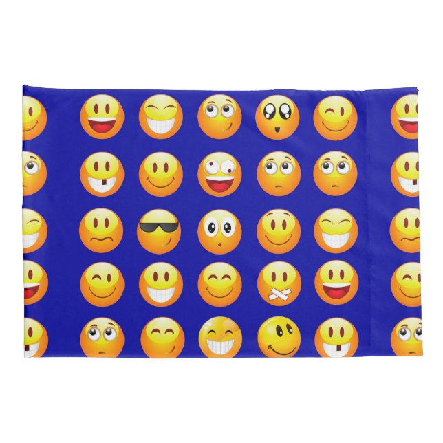 funda de almohadas de emojis azul oscuro (Reverso-derecho)