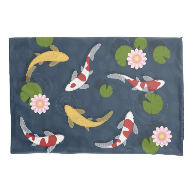 Funda de almohadas del estanque de pescado japonés (Anverso)