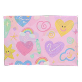 Funda de almohadas Heart & Doodles - Kidcore Paste
