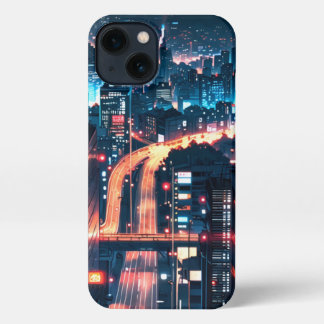 funda de anime para iPhone 11-15: "Cityscape Sunse