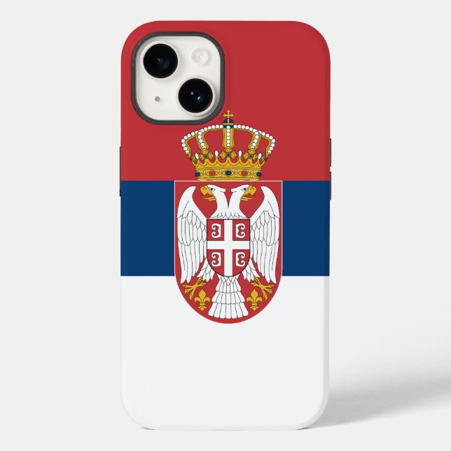 Funda de Apple 14 Patriótico Mate, bandera de Serb (Reverso )