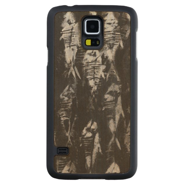 Funda De Arce Para Galaxy S5 De Carved Pescado blanco fósil sobre fondo negro (Reverso)