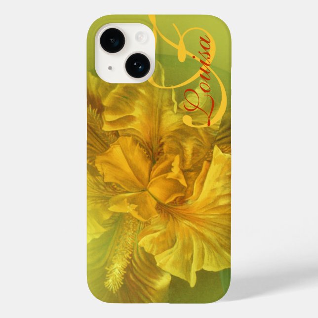 Funda de arte amarillo floral con nombre iris (Reverso )