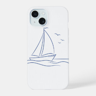 Funda de arte de línea de barco de vela minimalist
