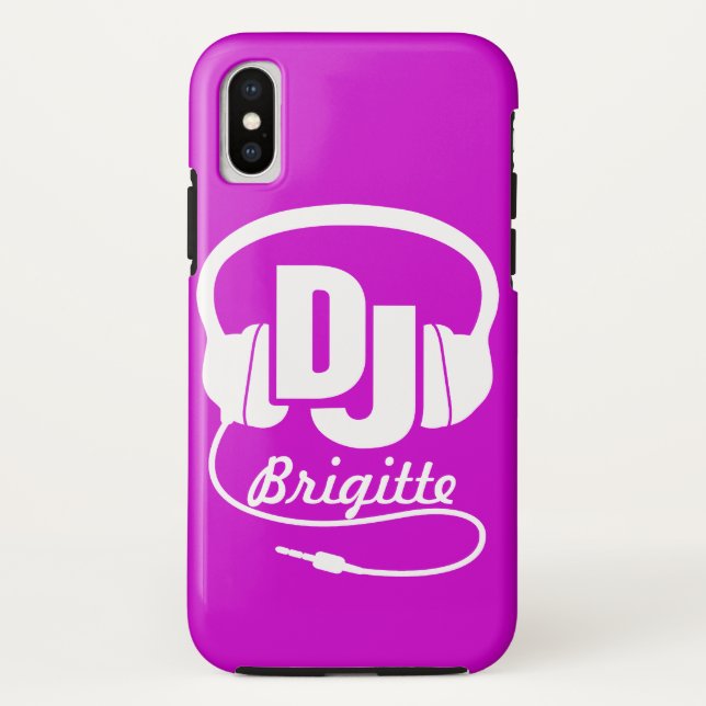 Funda de auriculares con nombre de DJ morado y bla (Reverso)