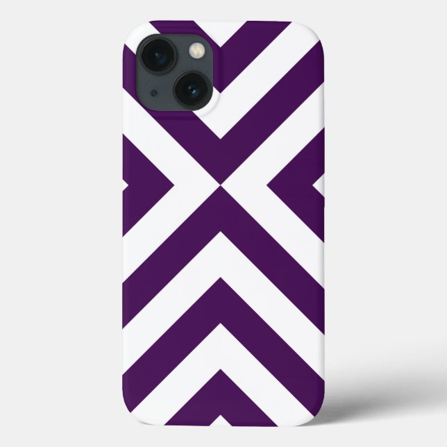 Funda de batería de Chevrons morados y blancos (Reverso)
