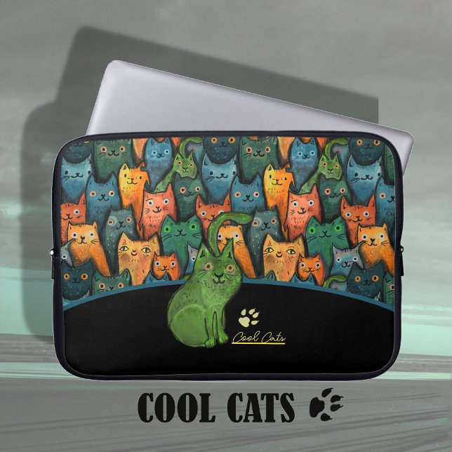 Funda de bolsa para portátiles del patrón de gatos (Cool Cats Pattern Laptop Notebook Bag Case)