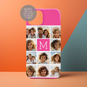 Funda Para iPhone 15 11 Colaje de Fotos - Cuadrícula Mínima con Texto