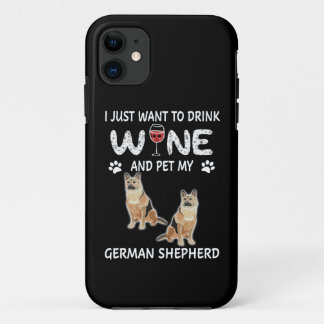 Funda Para iPhone 11 16 Solo quiero beber vino y Mascota mi alemán ella