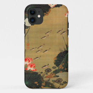 Funda Para iPhone 11 17. 蓮池遊魚図, charca con Lotus, Jakuchū del 若冲