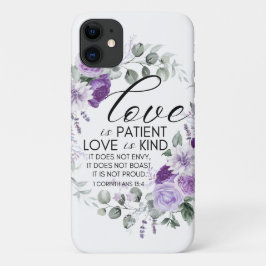 Funda Para iPhone 11 1 Corintios 13:4 El amor es la floral violeta del