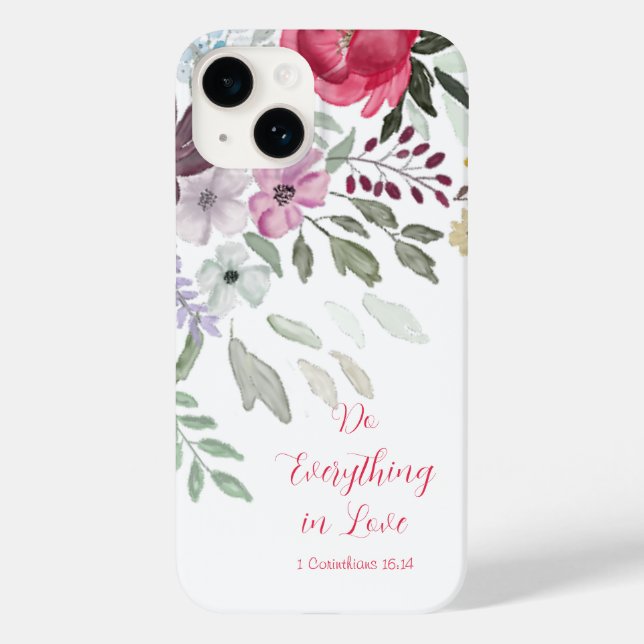 Funda De Case-Mate Para iPhone 1 Corintios 16:14 Floral acuática blanca simple (Reverso )