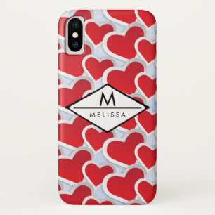Funda Para iPhone X 2 Corazones rojos de patrón repetitivo