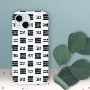 Funda Para iPhone 15 2 Logotipos Simples Logotipos Repetidos Blanco