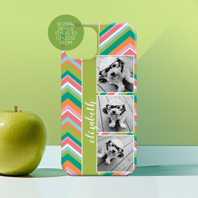 Funda De Case-Mate Para iPhone 3.ª lima de Chevrras coloridas coloridas (Personalized Phone Case with Custom Photos and Text - Choose a Device Style)