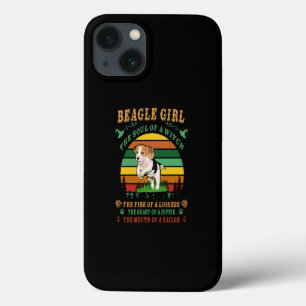 Funda Para iPhone 13 3 Chica Beagle Alzó El Fuego El Corazón La Boca