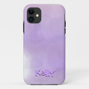 Funda Para iPhone 11 3 d Efectos de texto Fondo sinuoso morado y rosado