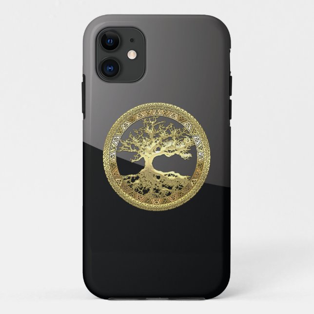 Funda De Case-Mate Para iPhone [400] Árbol celta de vida [Oro] (Reverso)