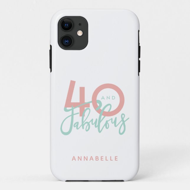 Funda De Case-Mate Para iPhone 40 y fabuloso cumpleaños de niñita rosa y menta (Reverso)