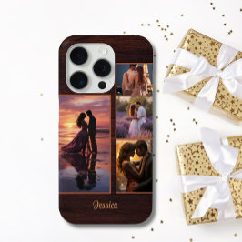 Funda Para iPhone 15 Pro 4 Fotograma Madera de grano de lluvia Teléfono per