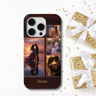 Funda Para iPhone 15 Pro 4 Fotograma Madera de grano de lluvia Teléfono per