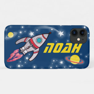 Funda Para iPhone 11 4 letras con nombre de cohete espacial amarillo az