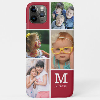 Funda Para iPhone 11 Pro Max 4 Nombre de familia Collage de fotos Monogramado r
