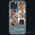 Funda Para iPhone 13 Pro Max 5 Foto Moderno de moda Nombre simple personalizado<br><div class="desc">5 Photo Modern Trendy Simple Heart Personalized Name iPhone Cases de teléfono para iPhone incluye cinco de tus fotos favoritas con tu nombre personalizado en un elegante guión de caligrafía blanca acentuado con un corazón de amor. Personalice editando el texto en el cuadro de texto proporcionado. Perfecto para cumpleaños, Navidades,...</div>