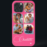 Funda Para iPhone 13 Pro Max 5 Foto Moderno de moda Nombre simple personalizado<br><div class="desc">5 Photo Modern Trendy Simple Heart Personalized Name iPhone Cases de teléfono para iPhone incluye cinco de tus fotos favoritas con tu nombre personalizado en un elegante guión de caligrafía blanca acentuado con un corazón de amor. Personalice editando el texto en el cuadro de texto proporcionado. Perfecto para cumpleaños, Navidades,...</div>