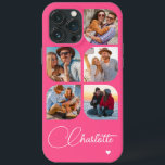 Funda Para iPhone 13 Pro Max 5 Foto Moderno de moda Nombre simple personalizado<br><div class="desc">5 Photo Modern Trendy Simple Heart Personalized Name iPhone Cases de teléfono para iPhone incluye cinco de tus fotos favoritas con tu nombre personalizado en un elegante guión de caligrafía blanca acentuado con un corazón de amor. Personalice editando el texto en el cuadro de texto proporcionado. Perfecto para cumpleaños, Navidades,...</div>