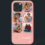 Funda Para iPhone 13 Pro Max 5 Foto Moderno de moda Nombre simple personalizado<br><div class="desc">5 Photo Modern Trendy Simple Heart Personalized Name iPhone Cases de teléfono para iPhone incluye cinco de tus fotos favoritas con tu nombre personalizado en un elegante guión de caligrafía blanca acentuado con un corazón de amor. Personalice editando el texto en el cuadro de texto proporcionado. Perfecto para cumpleaños, Navidades,...</div>