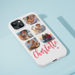 Funda Para iPhone 13 Pro Max 5 Foto Moderno de moda Nombre simple personalizado<br><div class="desc">5 Photo Modern Trendy Simple Heart Personalized Name iPhone Cases de teléfono para iPhone incluye cinco de tus fotos favoritas con tu nombre personalizado en un elegante guión de caligrafía rosa acentuado con un corazón de amor. Personalice editando el texto en el cuadro de texto proporcionado. Perfecto para cumpleaños, Navidades,...</div>