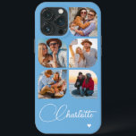 Funda Para iPhone 13 Pro Max 5 Foto Moderno de moda Nombre simple personalizado<br><div class="desc">5 Photo Modern Trendy Simple Heart Personalized Name iPhone Cases de teléfono para iPhone incluye cinco de tus fotos favoritas con tu nombre personalizado en un elegante guión de caligrafía blanca acentuado con un corazón de amor. Personalice editando el texto en el cuadro de texto proporcionado. Perfecto para cumpleaños, Navidades,...</div>