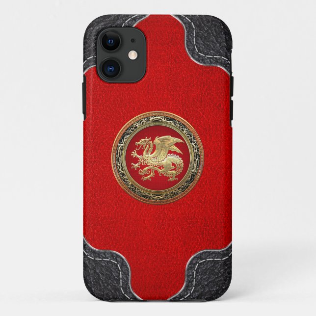 Funda De Case-Mate Para iPhone [600] Dragón islandés, Landvttir [Gold] (Reverso)