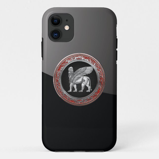Funda De Case-Mate Para iPhone [600] León alado asirio - Plata Lamassu (Reverso)