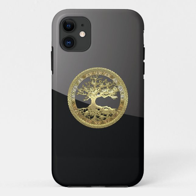 Funda De Case-Mate Para iPhone [68] Árbol celta dorado de vida (Reverso)