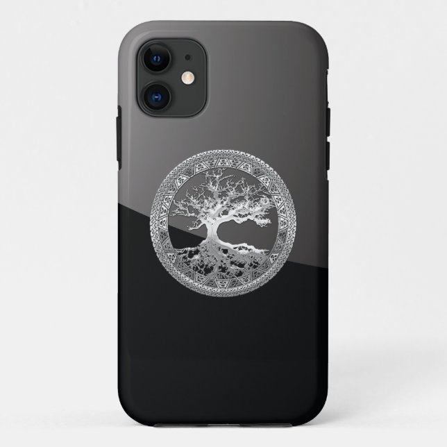 Funda De Case-Mate Para iPhone [68] Árbol de vida celta plateado (Reverso)