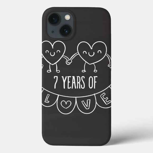 Funda De Case-Mate Para iPhone 7.º Aniversario Gift Chalk Hearts (Reverso)