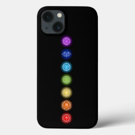 Funda Para iPhone 13 7 Símbolos de Chakra | Negra